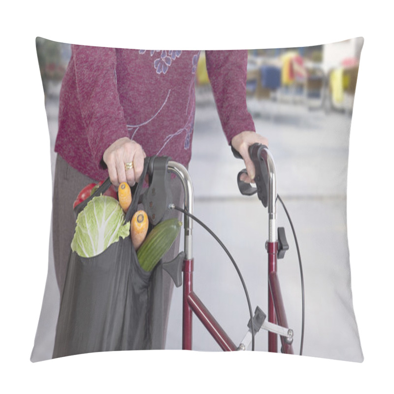 Personality  Senior Woman Taking A Shopping Pillow Covers