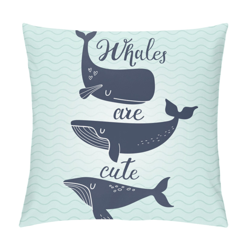 Personality  Cute Cartoon Blue Whales Card Pillow Covers