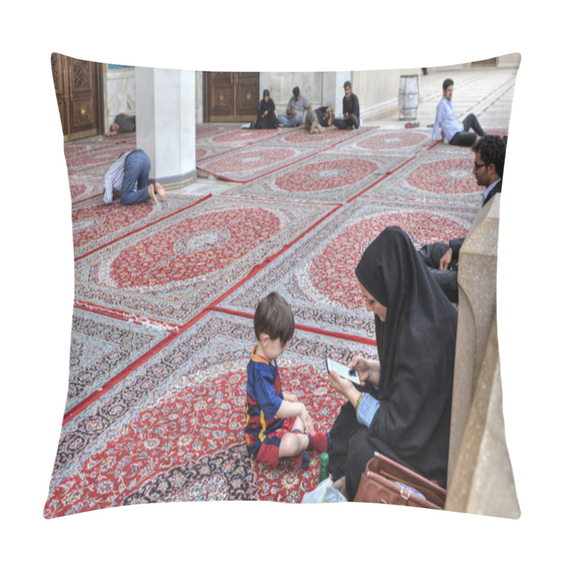 Personality  Muslims Rest And Pray In Courtyard Of Mosque, Shiraz, Iran. Pillow Covers