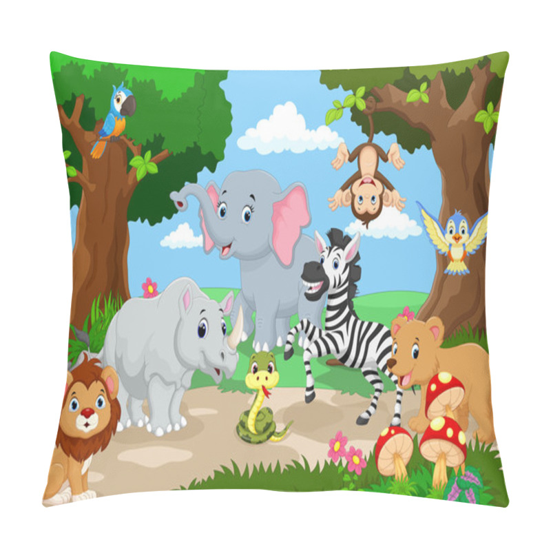 Personality  Wild Animal Playing In A Beautiful Garden Pillow Covers