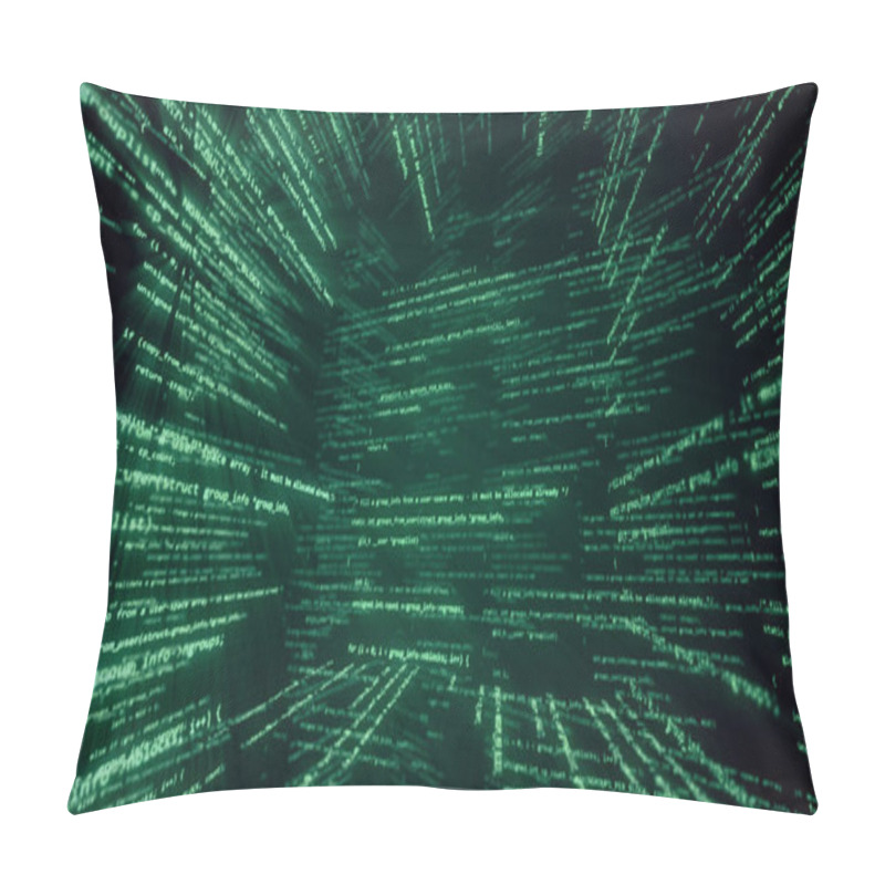 Personality  Virtual Space With Running Code In The Form Of Cubes 3d Illustration Pillow Covers