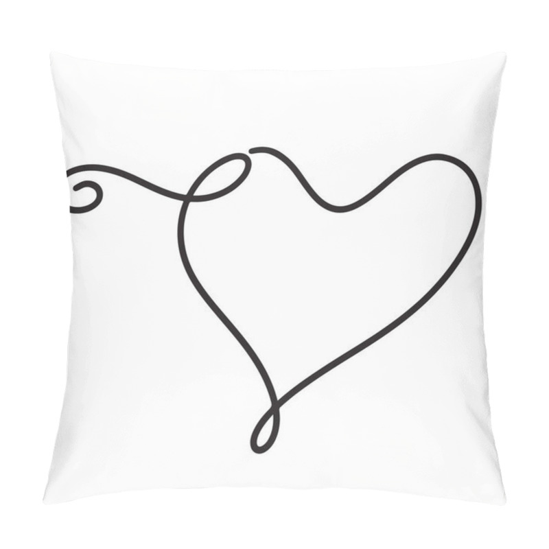 Personality  Outline Of A Heart Shape With Whimsical Curve Designed For Creative Projects And Artistic Expression Pillow Covers