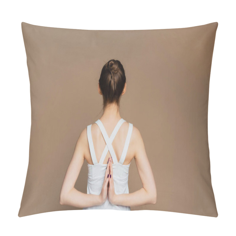 Personality  A Beautiful Young Girl Is Meditating In The Pose Of Parshvottanasana. Marichiasana. Consideration And Praying Pillow Covers