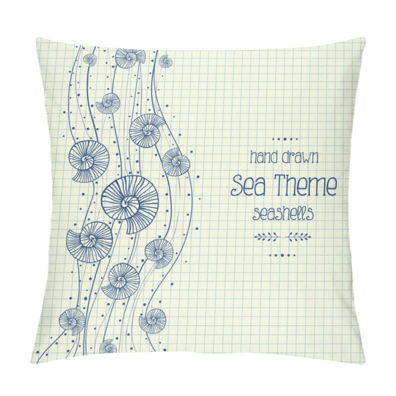 Personality  Hand Drawn Seashells In Waves On Paper Pillow Covers