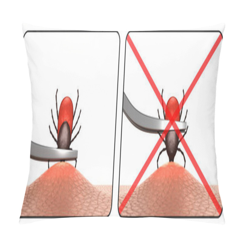 Personality  How To Remove A Tick. The Correct Way Using Forceps. 3D-rendering. Pillow Covers