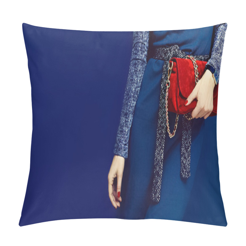 Personality  Portrait Glamorous Lady. Fashion Accessories. Watches And Red Cl Pillow Covers