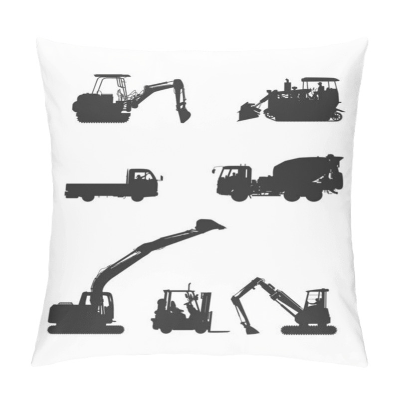 Personality  Construction Vehicles Silhouette Stock Illustration Pillow Covers