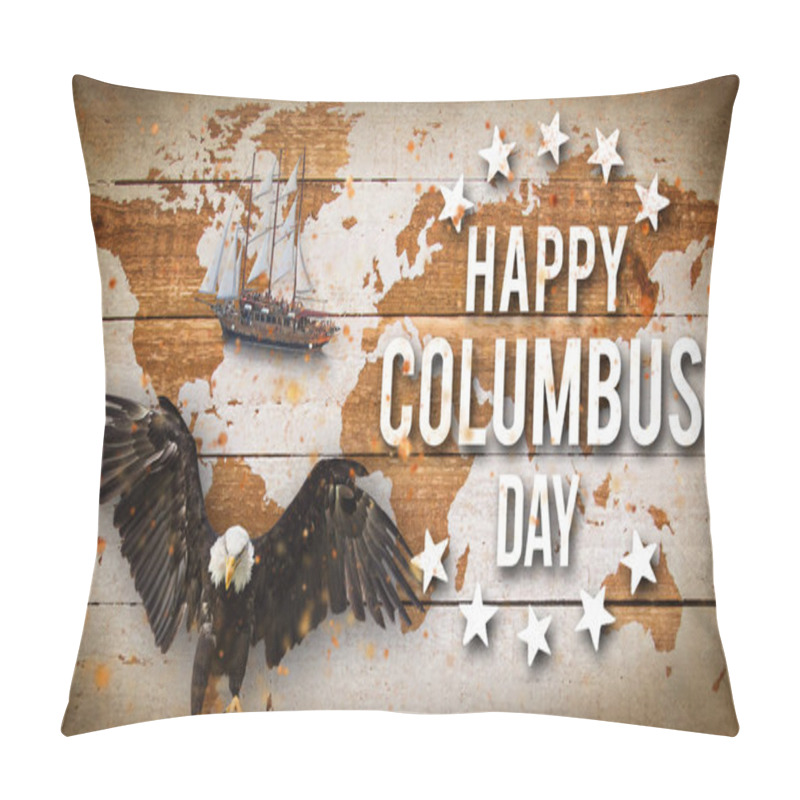 Personality  Happy Columbus Day Banner, Patriotic Background Pillow Covers