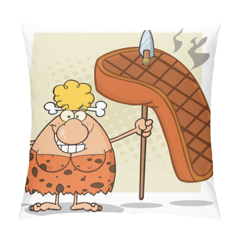 Personality  Happy Blonde Cave Woman Cartoon  Pillow Covers