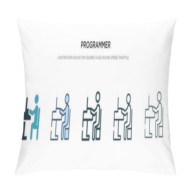 Personality  Programmer Icon In Different Style Vector Illustration. Two Colo Pillow Covers