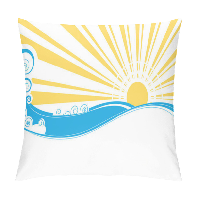 Personality  Abstract Sea Waves. Vector Illustration Of Sea Landscape Pillow Covers