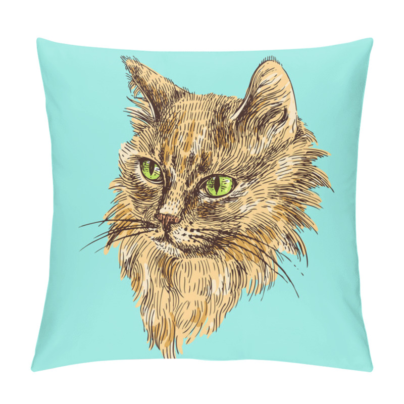 Personality  Sketch Of Cat Pillow Covers