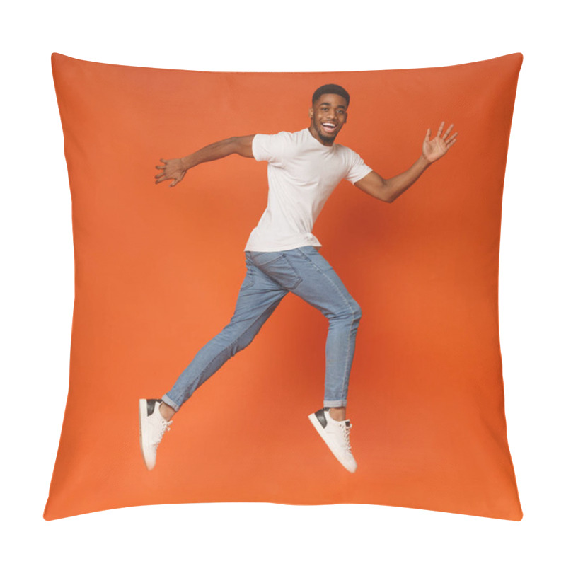 Personality  Funny Young Black Man Walking On Air Pillow Covers