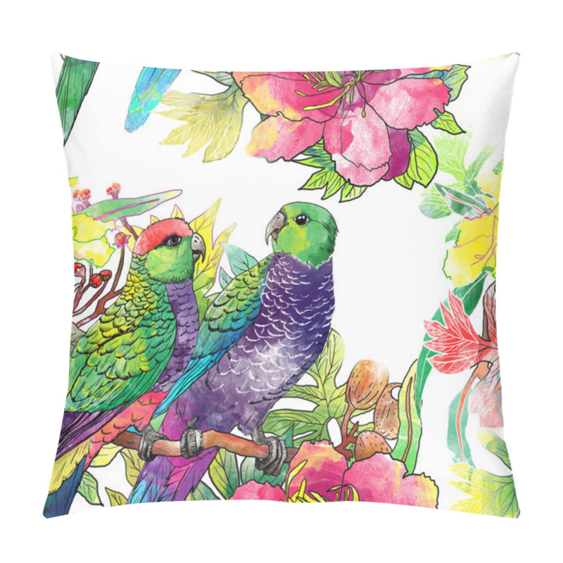 Personality  Parrots And Flowers Pillow Covers