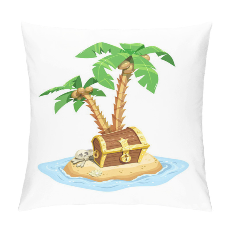 Personality  Pirates Treasure Island With Chest And Palms. Pillow Covers