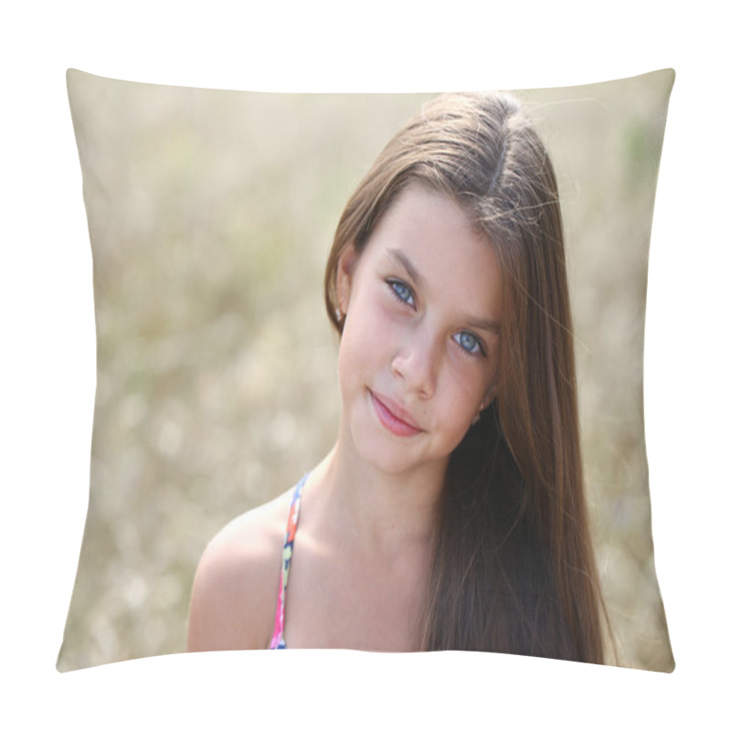 Personality  Portrait Of A Beautiful Young Little Girl  Pillow Covers