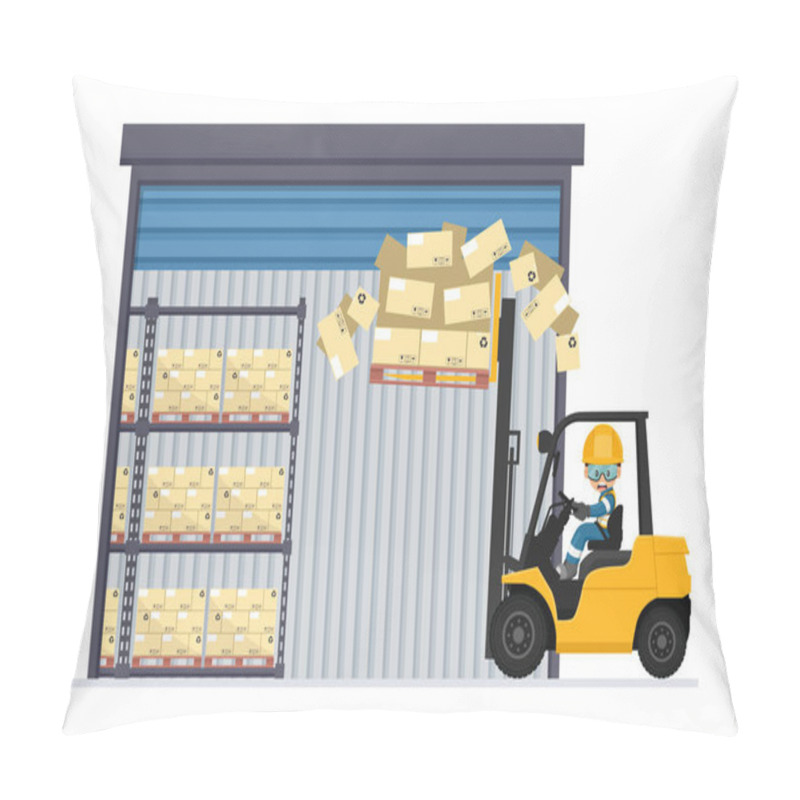 Personality  Do Not Drive With The Forks Raised Or With A Elevated Load. Safety In Handling A Fork Lift Truck. Security First. Accident Prevention At Work. Industrial Safety And Occupational Health Pillow Covers