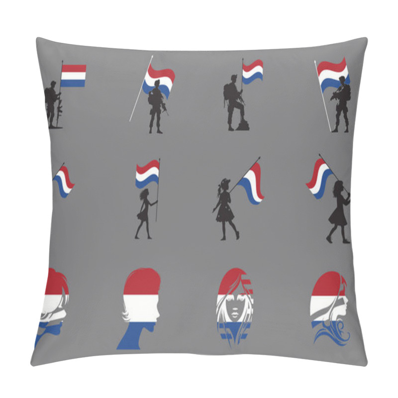 Personality  Flag Of Netherlands Set, Original And Simple Netherlands Flag Bundle, Vector Illustration Of Netherlands Flag Collection Pillow Covers