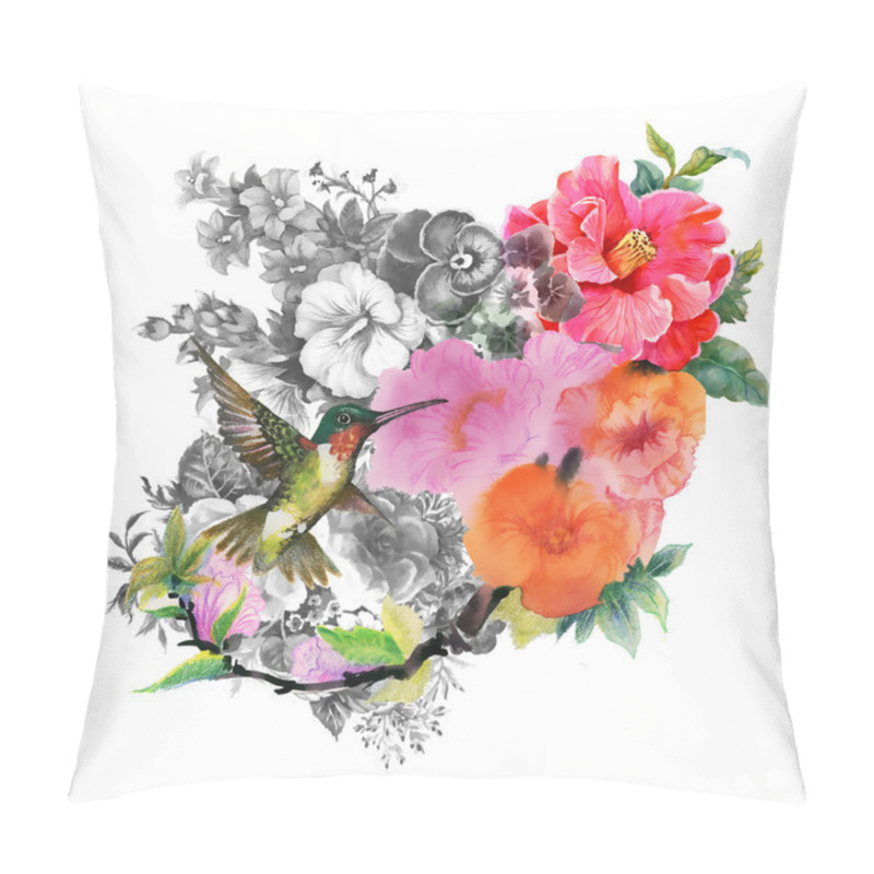 Personality  Bright Bird And Flowers Pillow Covers