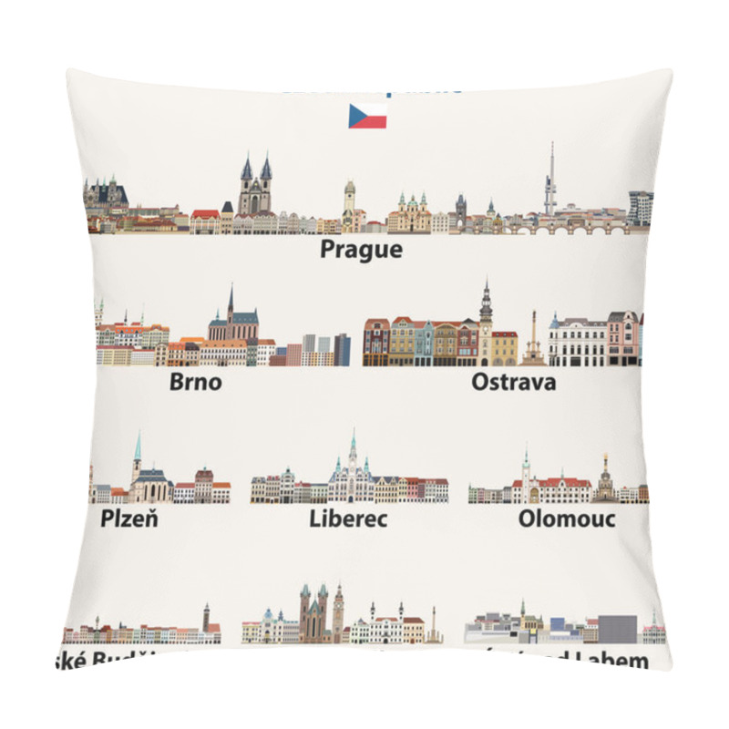 Personality  Czech Republic Main Cities Abstract Skylines. Vector Collection Pillow Covers