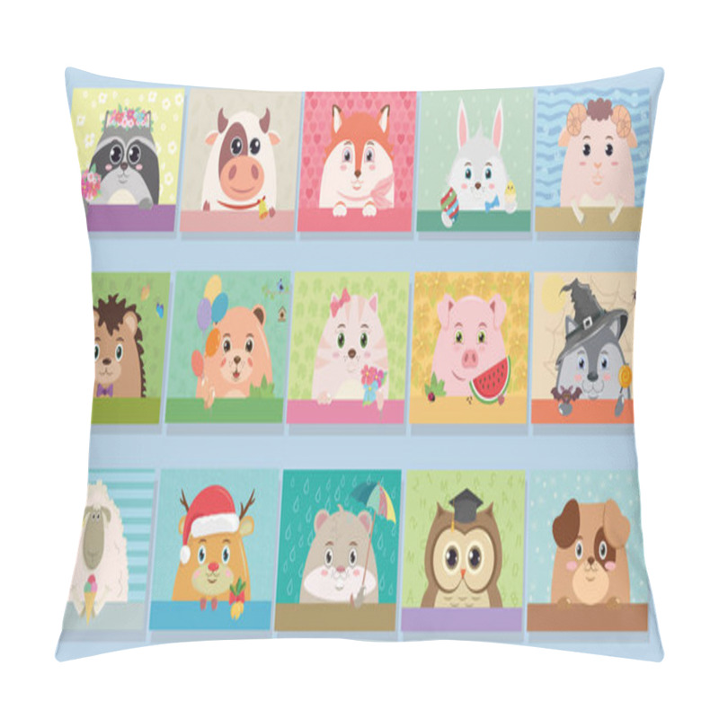 Personality  Animals: Raccoon, Bull, Fox, Bunny, Lamb, Hedgehog, Bear, Cat, Pig, Wolf, Sheep, Deer, Hamster, Owl, Dog. Pillow Covers