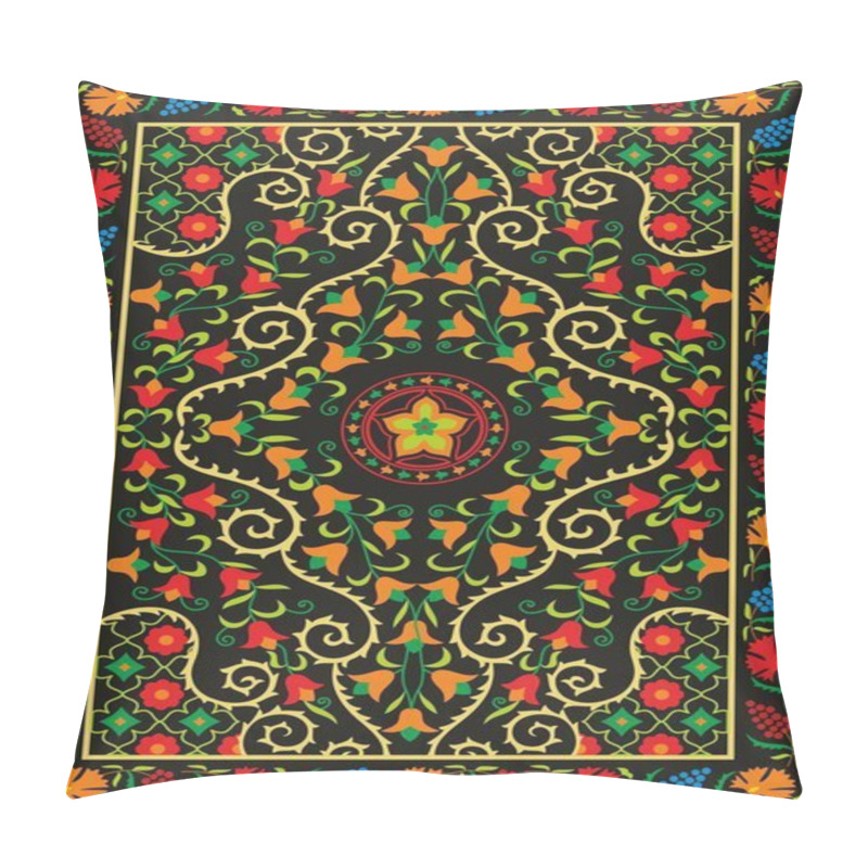 Personality  Suzani Textile. Uzbek Manual Oriental Embroidery. National Ornament Of The Countries Of Central Asia. Vectors Background. EPS Format. Pillow Covers