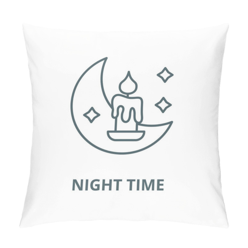 Personality  Night Time Vector Line Icon, Linear Concept, Outline Sign, Symbol Pillow Covers