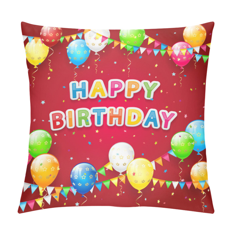 Personality  Balloons And Confetti On Red Birthday Background Pillow Covers