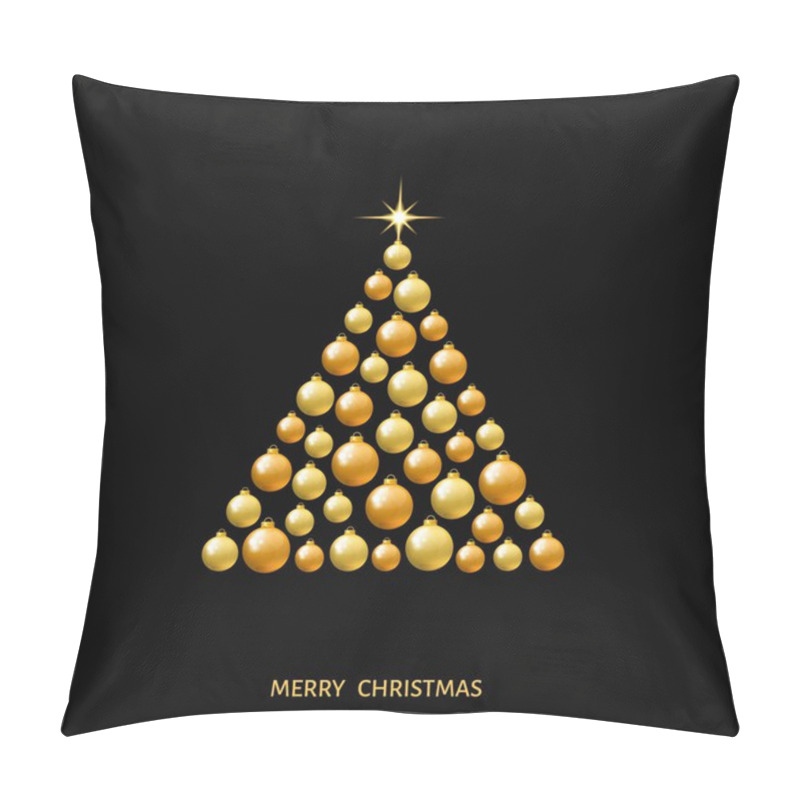 Personality  Golden  Christmas Tree  Made Of Xmas Balls. Pillow Covers