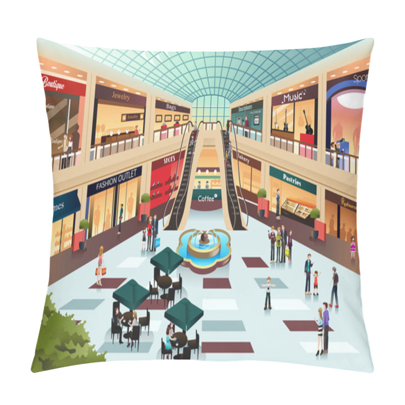 Personality  Scene Inside Shopping Mall Pillow Covers