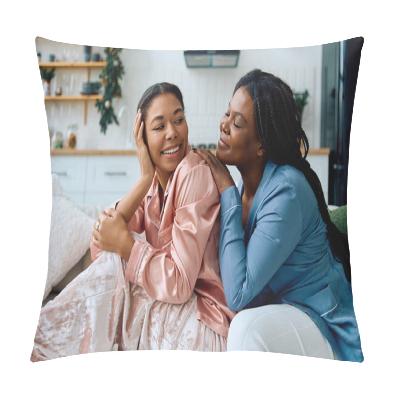 Personality  Two Women Celebrate Their Love While Relaxing Together In A Warm And Inviting Space. Pillow Covers