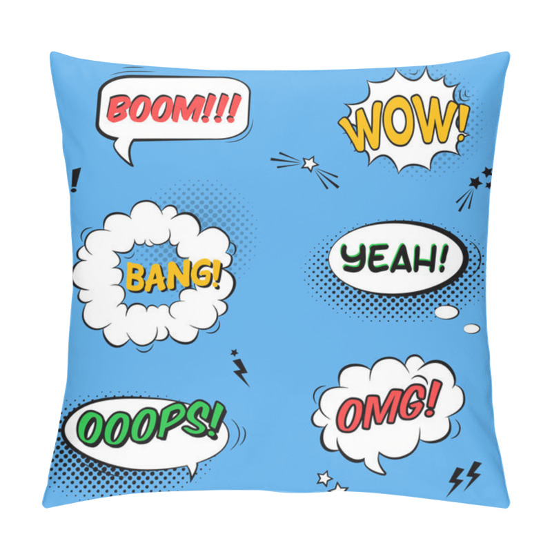 Personality  Vector Set With Comic Speech Bubbles With Sound Effects, Stars A Pillow Covers