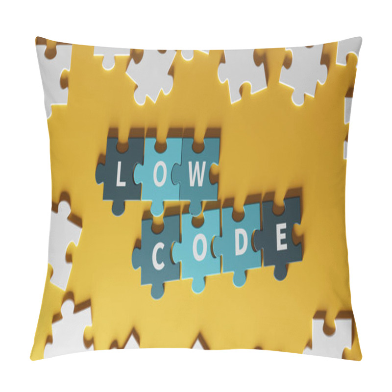 Personality  Conceptual Image Of Low-code As A Puzzle Combination. 3d Rendering Pillow Covers