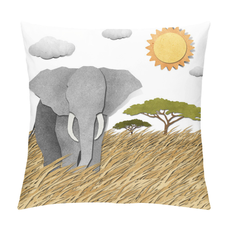 Personality  Elephant In Safari Field Recycled Paper Background Pillow Covers