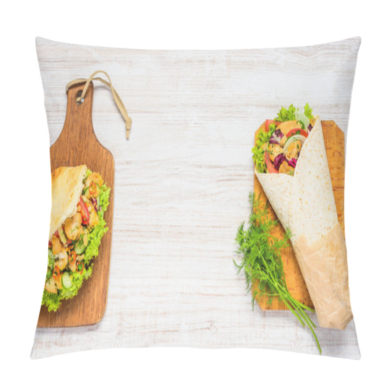 Personality  Turkish Sandwich And Shawarma With Copy Space Pillow Covers