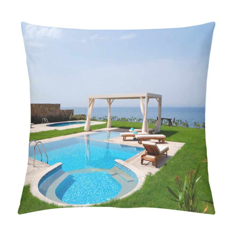 Personality  Swimming Pool With Jacuzzi At The Beach Of Modern Luxury Villa, Pillow Covers