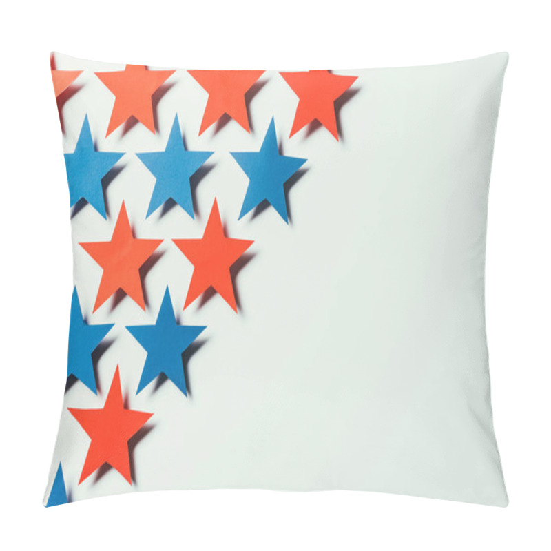 Personality  Top View Of Arranged Stars Isolated On Grey, Presidents Day Concept Pillow Covers