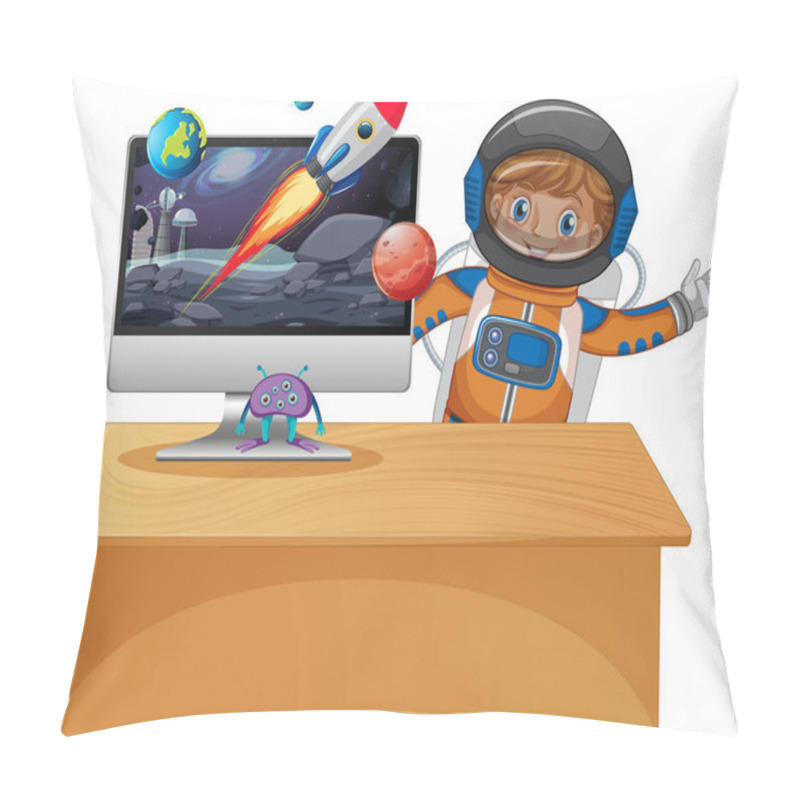 Personality  Computer With Space Scene Illustration Pillow Covers