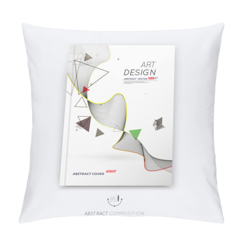 Personality  Abstract Composition, Line Construction Vawe Font Texture, Stripe Section Surface, White A4 Brochure Title Sheet, Creative Figure Vector Art, Commercial Offer, Banner Form, Flying Triangle Flyer Fiber Pillow Covers