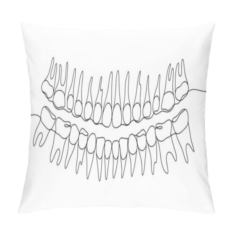 Personality  Computer Tomogram Of Human Teeth. Dental Illustration. One Line Drawing For Different Uses. Vector Illustration. Pillow Covers