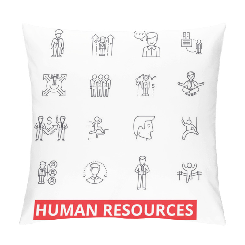 Personality  Human Resources, People, Hiring Employee, Hr Organization, Marketing, Management Line Icons. Editable Strokes. Flat Design Vector Illustration Symbol Concept. Linear Signs Isolated On White Background Pillow Covers