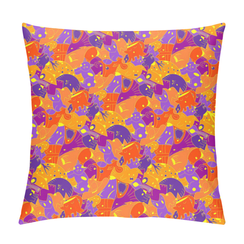 Personality  Bright Background With Fantastic Creatures. Pillow Covers