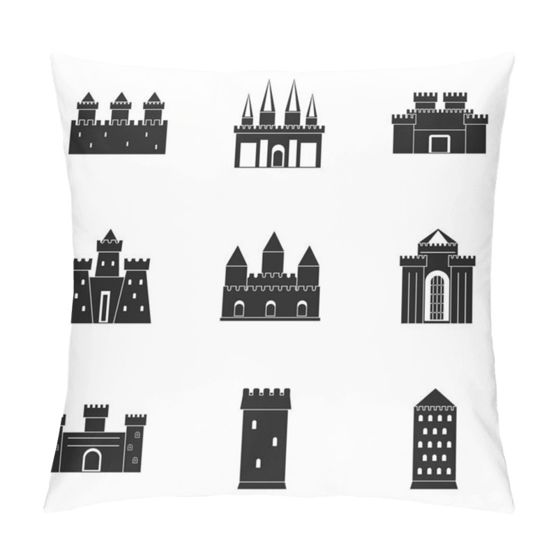 Personality  Ancient Fortresses Icon Set, Simple Style Pillow Covers