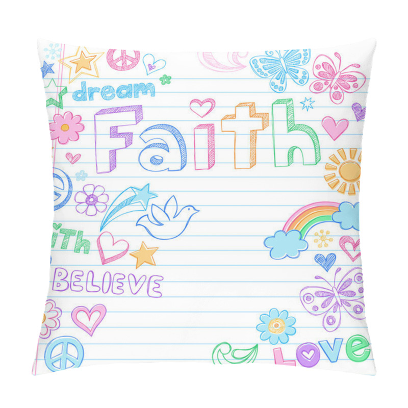 Personality  Faith Peace Dove Sketchy Doodles Vector Pillow Covers