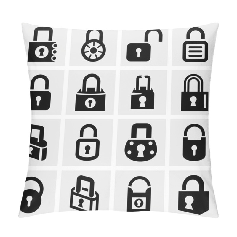 Personality  Lock Vector Icons Set On Gray Pillow Covers