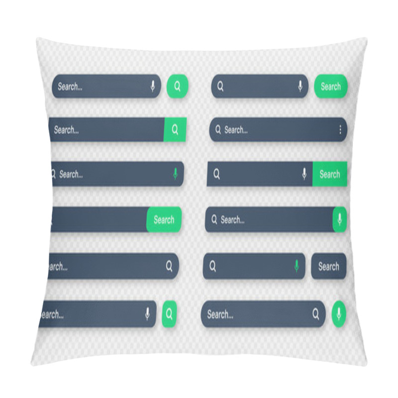 Personality  Various Search Bar Templates, Dark Mode. Internet Browser Engine With Search Box, Address Bar And Text Field. UI Design, Website Interface Element With Web Icons And Push Button. Vector Illustration. Pillow Covers