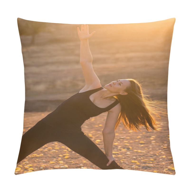 Personality  Young Beautiful Girl Doing Yoga In Nature. Pillow Covers