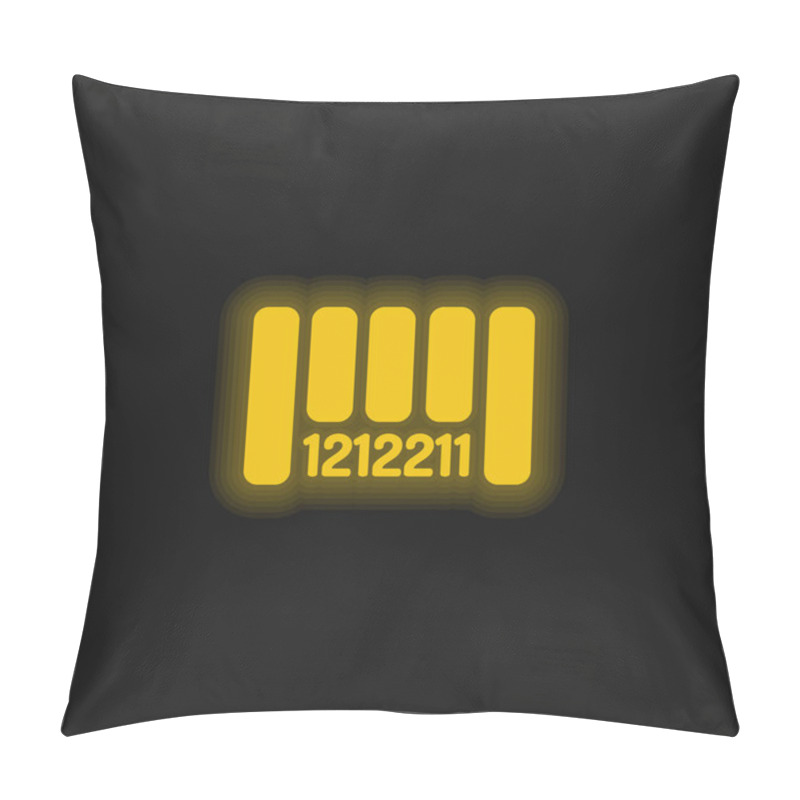 Personality  Bar Code Yellow Glowing Neon Icon Pillow Covers