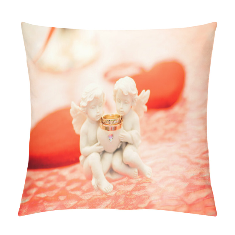 Personality  Wedding Ring Against  Small Angels Figure  Pillow Covers