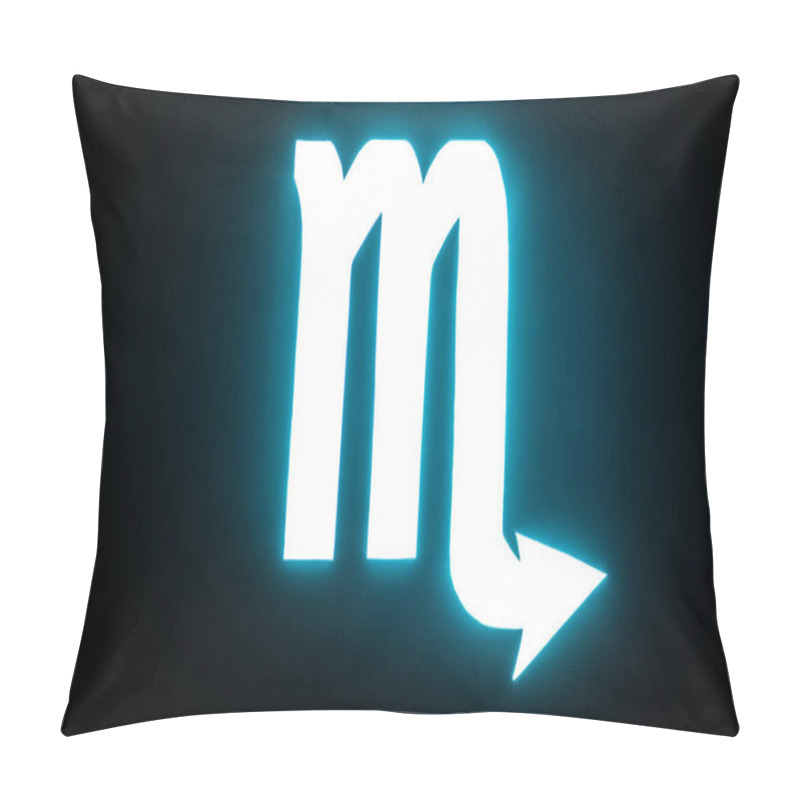 Personality  Blue Illuminated Scorpio Zodiac Sign Isolated On Black Pillow Covers